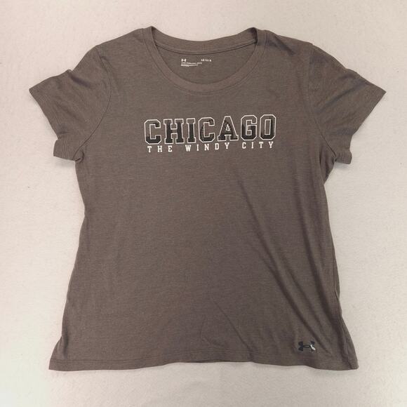 Under Armour Chicago The Windy City Short Sleeve Shirt Womens Size Large L Gray - Picture 2 of 9